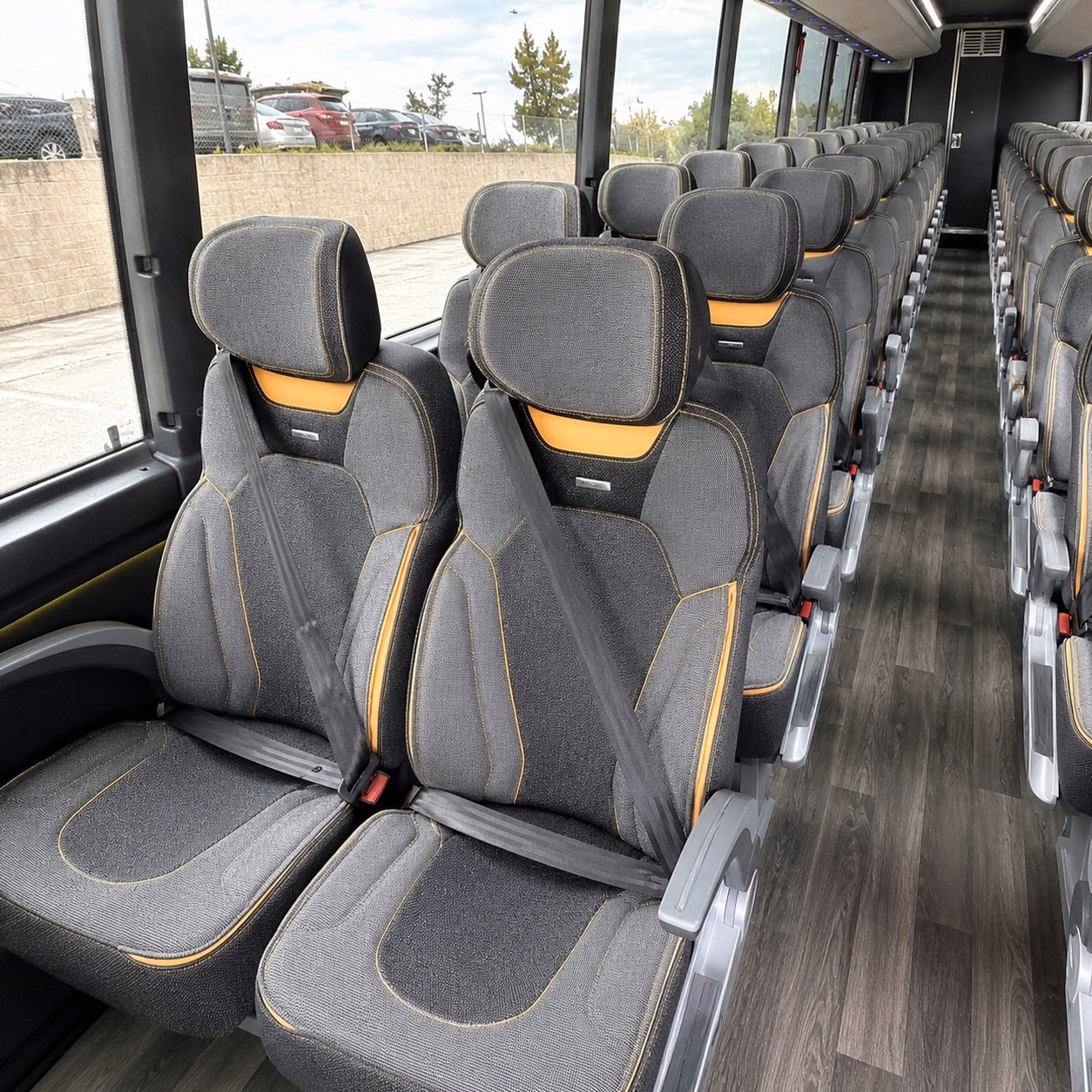 56 passenger charter bus inside